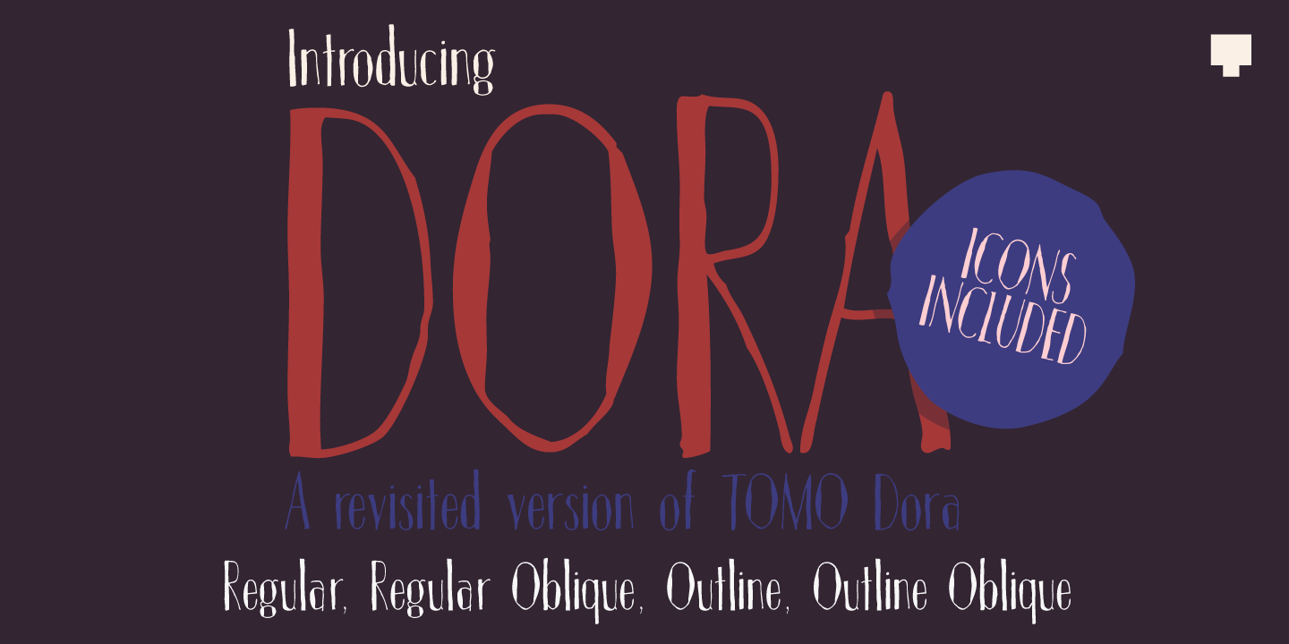 TOMO Dora Sans Outline Oblique Font preview